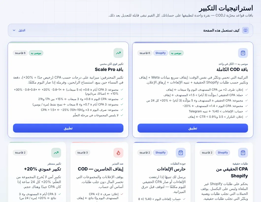 قائمة استراتيجيات NightBuyer التلقائية